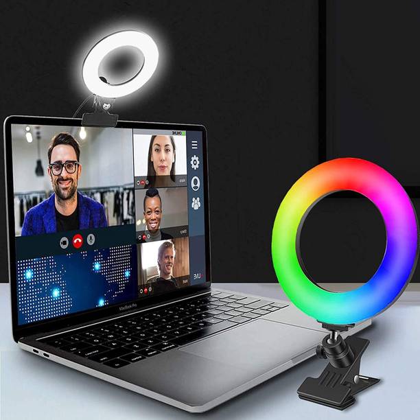 MILLETS Video Conference Lighting,8" Selfie Ring Light with Clamp Mount for Video Conferencing, Webcam Light with 3 Light Modes&6 Level Dimmable for Laptop/PC Monitor/Office/Makeup/YouTube/TIK Tok Ring Flash