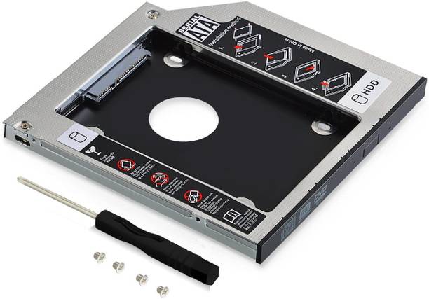 microware Universal 9.5mm SATA to SATA 2nd SSD HDD Hard Drive Caddy Adapter Tray Enclosures Compatible with DELL, HP, Lenovo ThinkPad, ACER Gateway, ASUS, Sony, Samsung, MSI, Laptop (for SSD and HDD) 2.5 inch HDD Enclosures