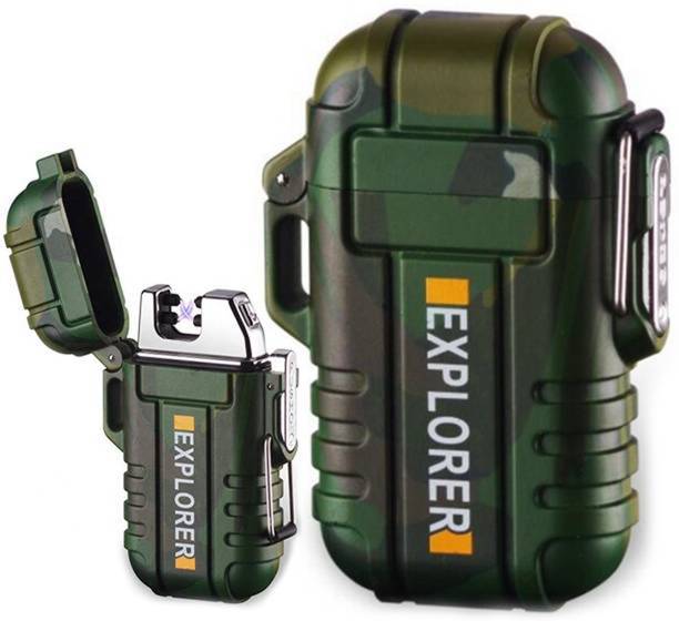 WRADER WATERPROOF Flameless Electric Lighter Dual Arc Plasma Beam Lighter USB Rechargeable Lighter Windproof Portable Lighter No Butane Ideal Cigarette Lighter for Camping Hiking Travelling and Indoor Outdoor Activities EXP_09 Cigarette Lighter