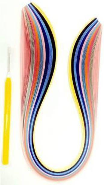 KHUSHA CREATIONS Quilling Kit / Multicolor Quiling Strips 5mm (100 strips approx.) With Quiling Needle / DIY Kit