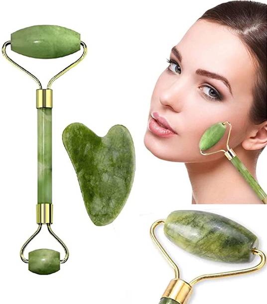 True Shop Jade Stone Face Roller Anti-Aging, Puffy Eyes Massager, Neck, Anti Wrinkle JADE ROLLER GUA SHA Massager