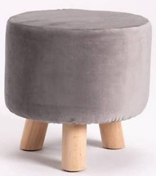 woodan Grey stool for living room, sitting designer with wooden feet . Living & Bedroom Stool
