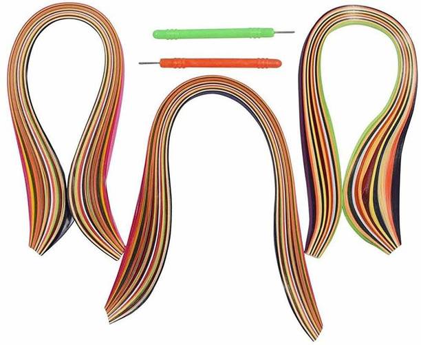 KHUSHA CREATIONS Quilling Kit / Multicolor Quiling Strips 5mm (300 strips approx.) With Quiling Needles / DIY Kit
