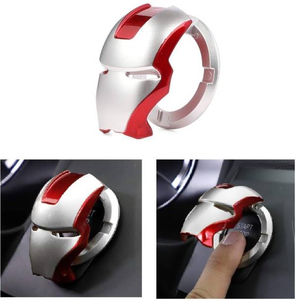 OnWheel Universal Ignition Switch Anti-Scratch Push Start Stop Button Ring Cover Cap Iron Man Style Decoration Ring in Abs Fiber Red Engine Valve Cover