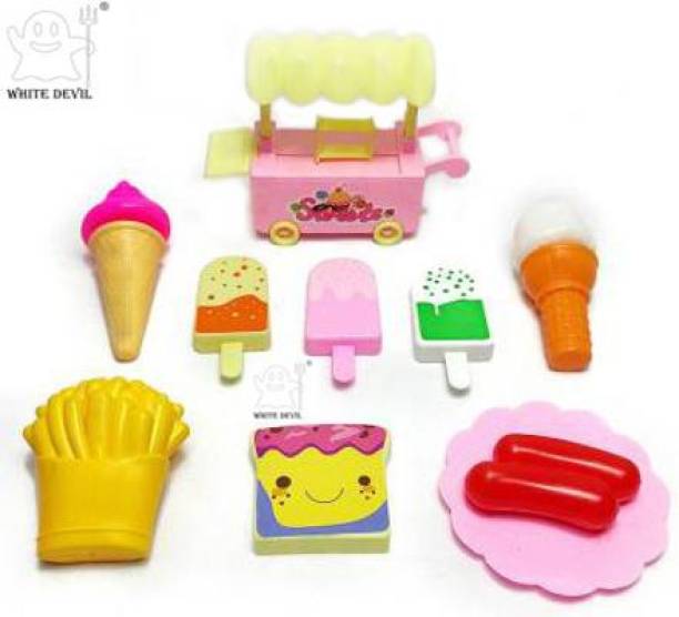 White Devil Ice Cream Trolley Sweet Shop, Fancy Colorful ice creem &Candy Play Kids Set