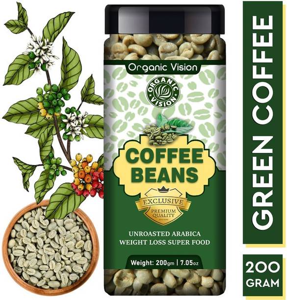 OrganicVison ORGANIC UNROASTED ARBACIA Green Coffee beans for Weight Loss , detoxication and boost metabolism Instant Coffee