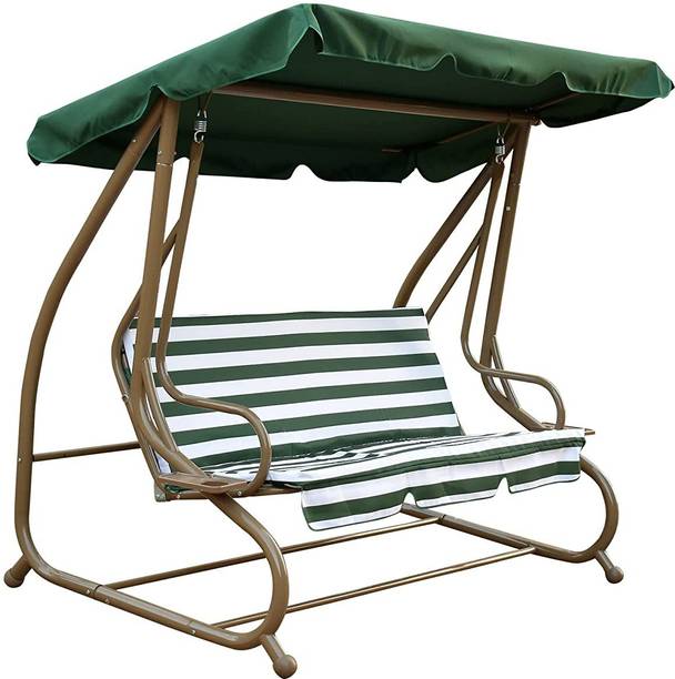 seven star decor 7 star DECOR Green Premium 3 Seater Garden Swing | Jhula with Side Table for Swimming Pool Side | Lawn Metal Gazebo