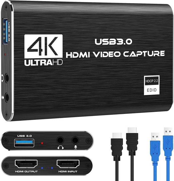Etzin 4K Audio Video Capture Card, USB 3.0 HDMI Video Capture Device, Full HD 1080P for Game Recording, Live Streaming Broadcasting 1080 inch Blu-ray Player