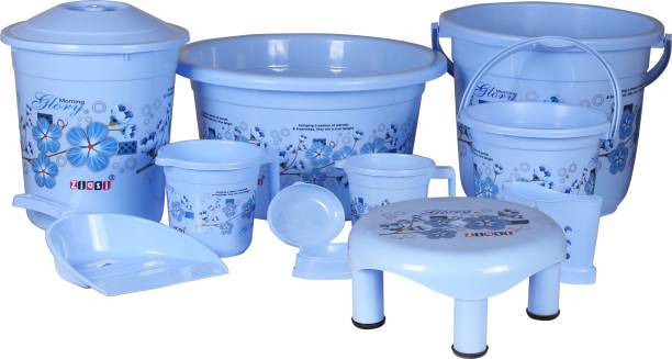 Novelty Store Bathroom Set 10 Pieces blue 20 L Plastic Bucket