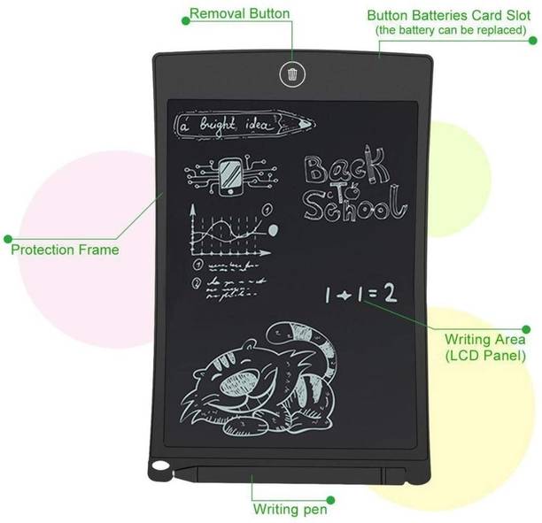 प्रेक्रस्ना LCD Writing Board Slate Drawing Record Notes Digital Notepad with Pen Handwriting Pad Paperless Graphic Tablet for Kids at Home School, Writing Pads, Writing Tablet (8.5 inch) (Multicolor)