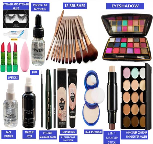 INWISH complete makeup kit box set of 29 products for daily care bridal and professional makeup FOR FAIR SKIN COLOR WOMEN FOUNDATION SHADE 01