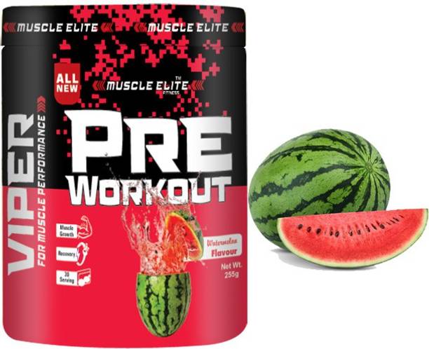 MUSCLE ELITE FITNESS Pre Workout Supplement Increased Endurance energy, strength Focus Watermelon 255g BCAA