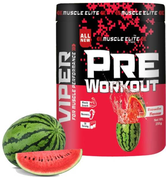MUSCLE ELITE FITNESS Pre Workout Supplement Increased Endurance energy, strength Focus 255g Watermelon BCAA