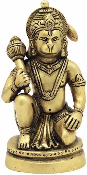 Idolsplace Brass God Idol Lord Hanuman Handcrafted Showpiece, Medium, Gold 200GMS Decorative Showpiece  -  6 cm
