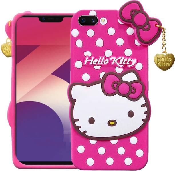 Wowcase Back Cover for Oppo A3s, 3D Cute Doll, Cute Hello Kitty Case, Soft Girl Back Cover with Pendant