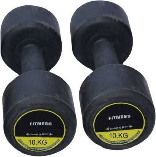 HACKERX 10Kg X 2 Pcs Exclusive Quality Rubber Dumbbell Fixed Weight Dumbbell
