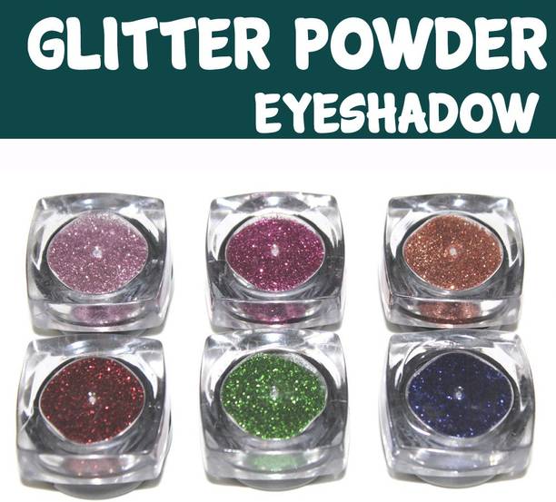 TTT Eyeshadow Glitter Powder Pack Of 6 Red, Green, Blue, Multicolors 9 g