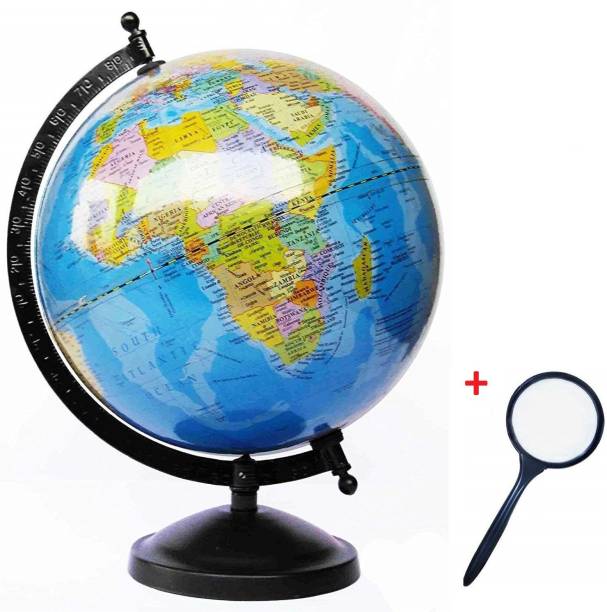 AMG Music Small Size Globe for Students 5 inch World Globe for Office Table Steel Arc Educational Political Map for Geography Students School Institutes and Home Décor Study Table Decor Desk & table top Political World Globe