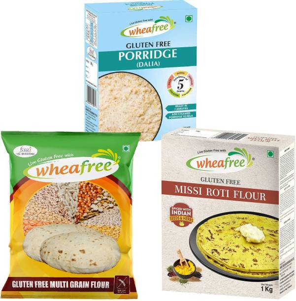 wheafree Gluten Free Combo (Pack of 1 Kg Flour+Porridge 500 gm+Missi Roti 1Kg) Certified Gluten Free Combo