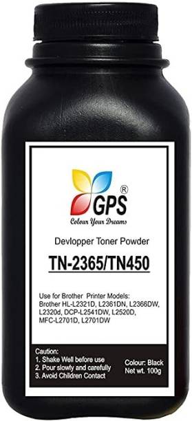 Black TN-2365 Toner Powder Compatible For Brother HL-L2321D, L2361DN, L2366DW, L2320d, DCP-L2541DW, L2520D, MFC-L2701D, L2701DW Pack Of 1 With Nozzle 100gm Each. Black Ink Toner
