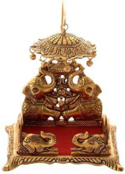 NAVYAKSH Krishna Ladoo / Laddu Bal Gopal White Metal Sihasan ,Metal Singhasan Metal Home Temple