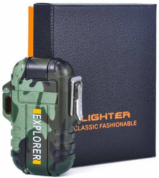 MOOZMOB WATERPROOF EXPLORER Double Arc Plasma Flameless Electric Cigarette Lighter Windproof Rechargeable USB Lighter Mini Electric Slim Cigarette USB Lighter Cigarette Lighter