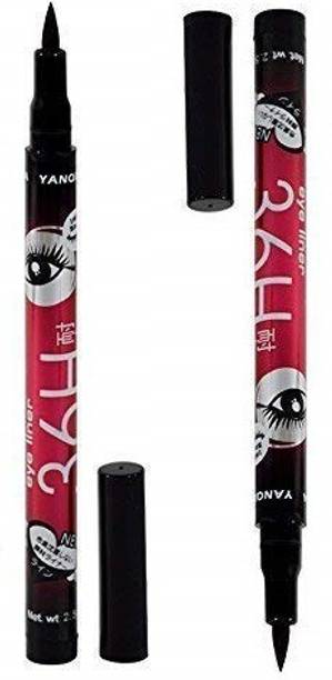 Miss Hot Liquid Waterproof Eyeliner 36H Hours Stay & Long Lasting Pack of 2 5 g