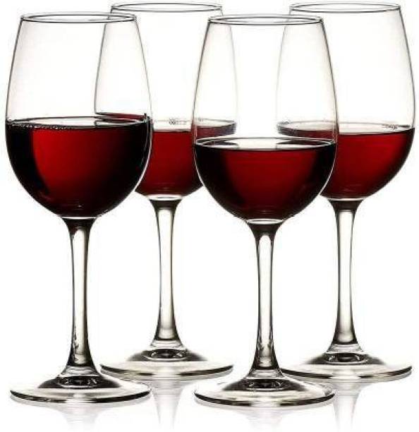 INTERGLOBE (Pack of 4) Wine Glass - Ideal for White or Red Wine Party Glass, Whisky Glass, Clear Glass Glass Set Wine Glass