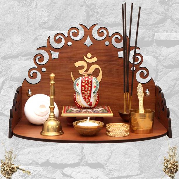 Heartily™ Coral 2 Mandir Wooden Home Temple I L 30 X W 22 X H 21.5 cm I Brown Engineered Wood Home Temple