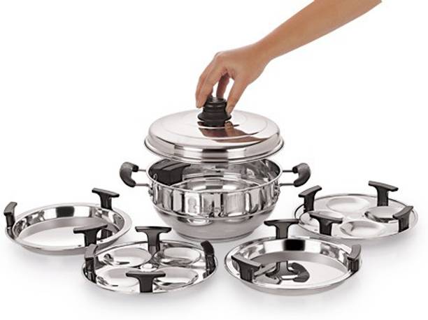 नीलम Stainless Steel Mini Multi Kadai, Induction Bottom, Set of 7 Pcs, Dhokla / Patra इंडक्शन इडली मेकर