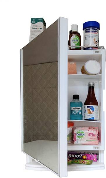 GlowSilk Mirror Cabinet|Bathroom Mirror Cabinet With Storage Space Wall Mount (Number of Shelves - 6, White) Surface Mounting Medicine Cabinet