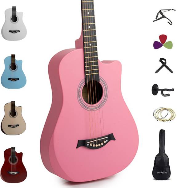 Medellin Carbon Fiber Acoustic Guitar with free Online learning course Durable Carbon Fiber Matt Pink finish Body for beginners with handrest, set of Strings, Strap, Bag, 3 Picks, Capo, Guitar Wall Hanging Stand and Free GUITAR LEARNING COURSE (Special Learning Combo with Guitar) Acoustic Guitar Carbon Fibre Solid Wood