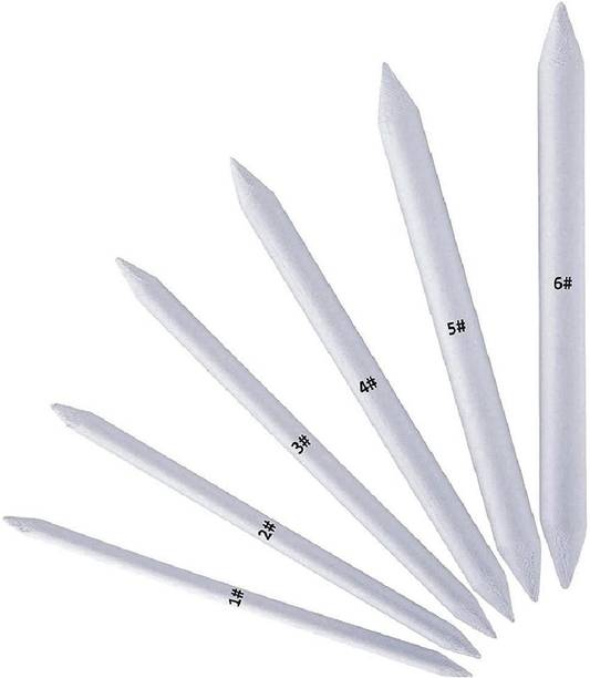 Definite Art White Paper Blending Stump and Tortillion for Student Artists Sketching Drawing Shading Art Pastel & Charcoal - Pack of 6