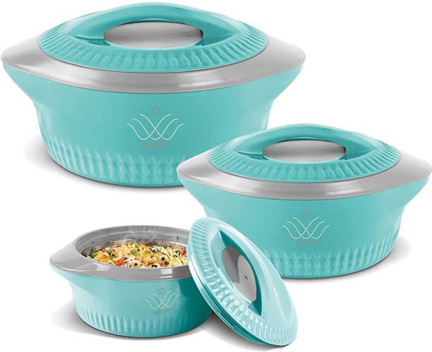 मिल्टन royal casserole 500+1000+1500 assorted color 3 का पैक थर्मोवेयर कैसरोल सेट