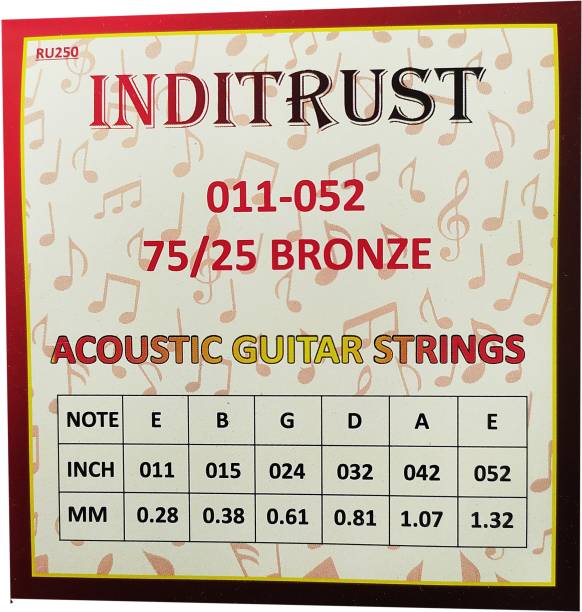 Inditrust Acoustic Guitar String 011-052 Accustic Guitar String 75/25 Bronze Guitar String