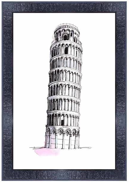 pnf Pencil sketch of world landscape art Wood Photo Frames with Acrylic Sheet (Glass) 28004 Digital Reprint 14 inch x 10 inch Painting