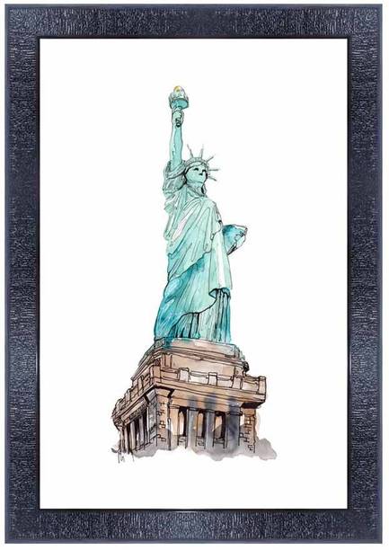pnf Pencil sketch of world landscape art Wood Photo Frames with Acrylic Sheet (Glass) 28032 Digital Reprint 14 inch x 10 inch Painting