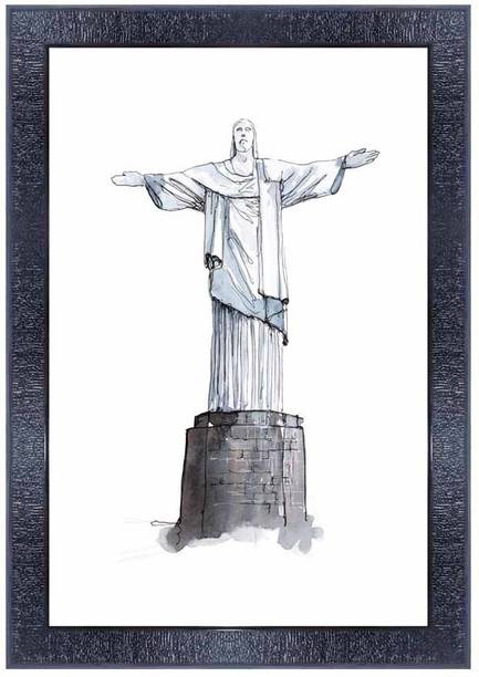 pnf Pencil sketch of world landscape art Wood Photo Frames with Acrylic Sheet (Glass) 28007 Digital Reprint 14 inch x 10 inch Painting