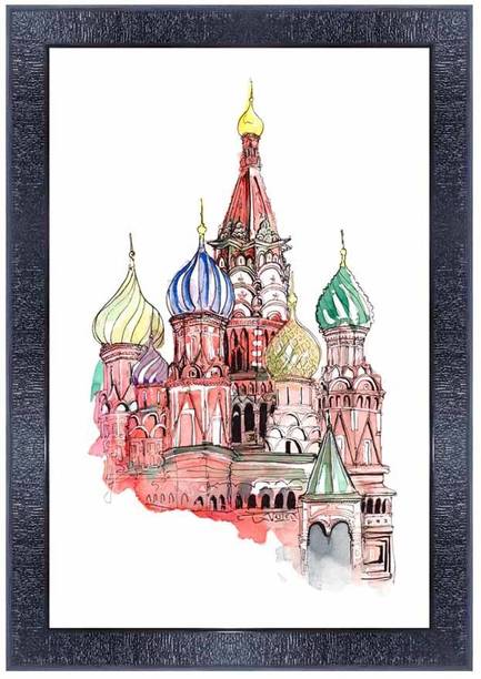 pnf Pencil sketch of world landscape art Wood Photo Frames with Acrylic Sheet (Glass) 28021 Digital Reprint 14 inch x 10 inch Painting