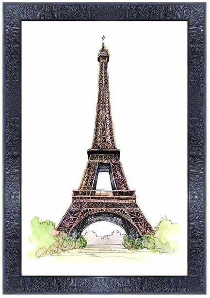 pnf Pencil sketch of world landscape art Wood Photo Frames with Acrylic Sheet (Glass) 28011 Digital Reprint 14 inch x 10 inch Painting
