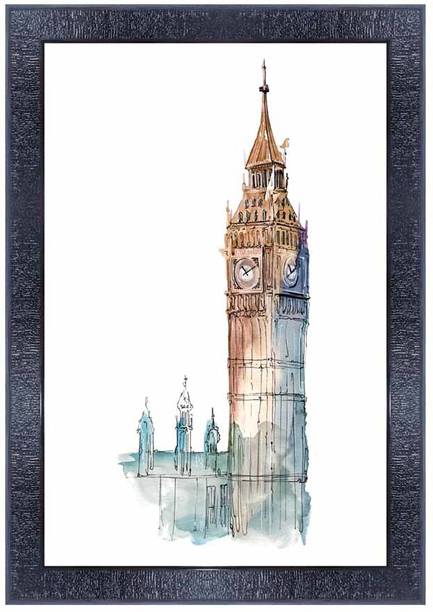 pnf Pencil sketch of world landscape art Wood Photo Frames with Acrylic Sheet (Glass) 28003 Digital Reprint 14 inch x 10 inch Painting