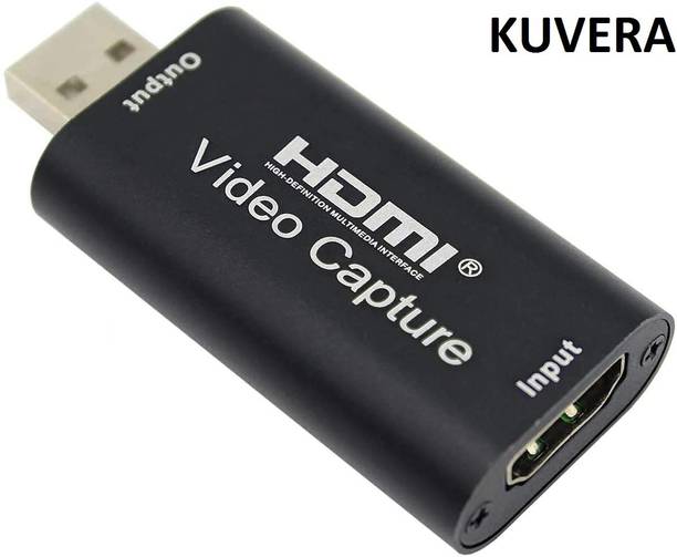 KUVERA Video Capture Card for live Streaming, Screen Sharing, Broadcasting, Video Recording, DSLR Recording, Game Streaming, HDMI Video Capture Device, USB 2.0 to HDMI Video Capture Card For Camera (Black) Media Streaming Device
