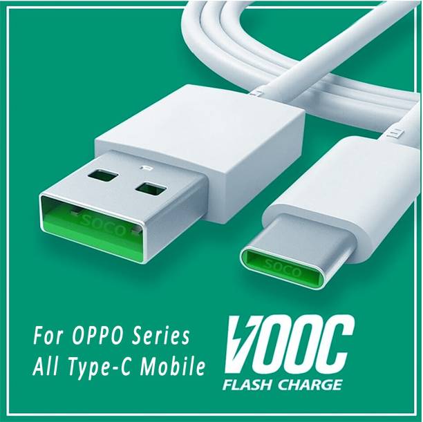 SOCO 50W/5A FAST CHARGING CABLE TYPE C SUPPORT / VOOC / DART / DASH / WARP / FLASH / TURBO / SONIC / HYPER / RAPID / 44W / 33W / 30W / 27 / 25 / 20W / 18W / 15W / FOR OPPO A52 / A53 / A53S / A33 / Y33S / A54 / A55 / A74 / A16 / F15 / F17 / F17 PRO / F19 / F19S / F19 PRO / F19 PRO PLUS / K3 / A9 / A5 / R17 / RENO / RENO 2 / RENO 10X ZOOM / RENO 2F / RENO 2Z / REALME X / XT / X2 / X2 PRO / 5 PRO / 6 / 6i / 6 PRO / 7i / 8 / 8S / 8i / C25 / C25S / NARZO 30A / 50A / 10 / 20 / 30 / 30 PRO / 1.02 m USB Type C Cable