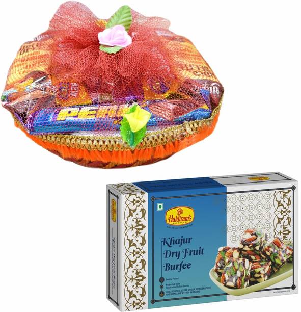 Haldiram's Jute Chocolate Basket with Khajur Dry Fruit Burfee Combo