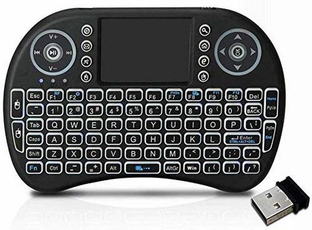 Viraan Small Wireless Bluetooth Keyboard with Smooth Touchpad Led Light Button Function Handheld Keyboard forOfficial Use Compatible with All Devices ( BLACK ) Wireless Standard Multi-device Keyboard Compatible with Desktop, Laptop, Tablet, iPad, Mac