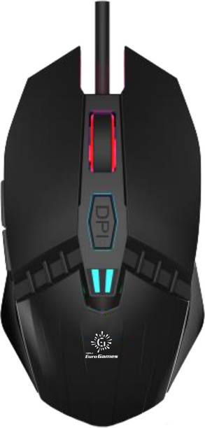 RPM Euro Games Premium Gaming Mouse 6 Buttons 4 Color RGB Lights 4 DPI Levels For Laptop, PC Wired Ambidextrous Optical  Gaming Mouse