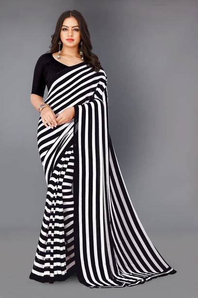 Printed, Striped Daily Wear Georgette Saree