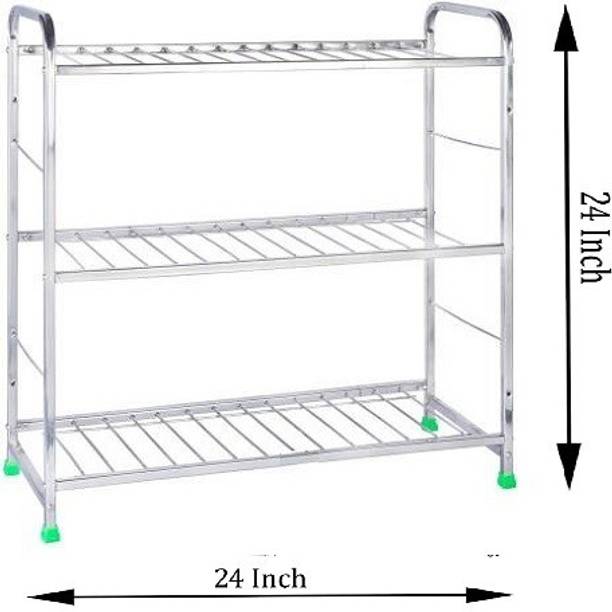 IRONTECH Utensil Kitchen Rack Steel Stainless Steel Wall Mount Kitchen Utensils Rack | Dish Rack with Plate & Cutlery Stand | Modular Kitchen Storage Rack | Modern Kitchen Organizer | Utensils Holder (24 x 24 INCHES)