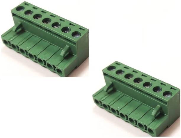 ERH India (Pack of 2) Pitch Right Angle Screw Terminal Block Female Connector 5085 Plug In Type Screw Terminal Connector - 7 Pin - 5.08mm XY2500 Connector 300V/15A, 28-12 AWG Green Colour