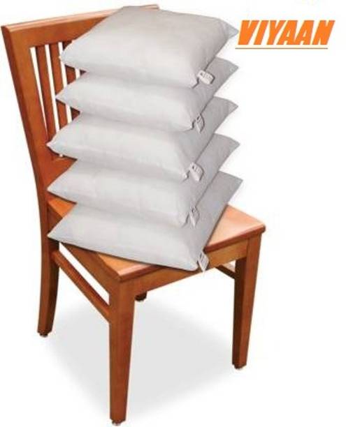 VIYAAN Cotton Solid CUSHION WHITE Polyester Fibre Solid Cushion Pack of 5